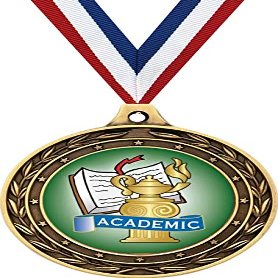 Academic Gold Duo Medal, 3" Kids Academic Prizes, Kids Education Trophy Medal Awards 10 Pack Prime