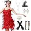 YEMILL Women's Flapper Dress 1920s Gatsby Tassel Sway Dance Cocktail Dress with 20s (M, Only flapper dress Style 1 Black Red) view 1