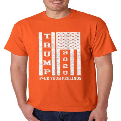 ALLNTRENDS Men's T Shirt Trump 2020 Your Feelings USA Elections Funny Tshirt (2XL, Orange)