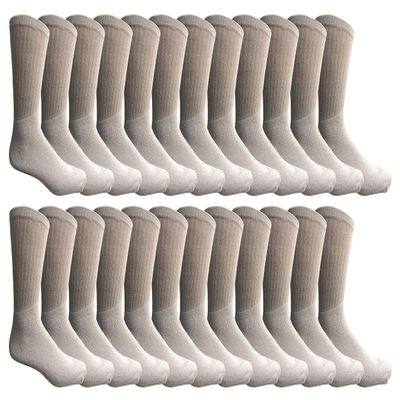 24 Pairs Of Yacht & Smith Mens Wholesale Bulk Cotton Socks, Athletic Sport Socks Shoe Size 8-12 (White)