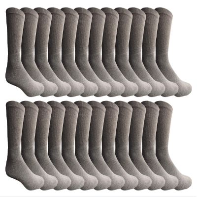 24 Pairs Of Yacht & Smith Mens Wholesale Bulk Cotton Socks, Athletic Sport Socks Shoe Size 8-12 (Grey)