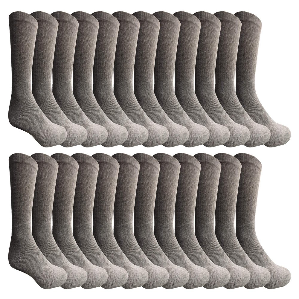 24 Pairs Of Yacht & Smith Mens Wholesale Bulk Cotton Socks, Athletic Sport Socks Shoe Size 8-12 (Grey)