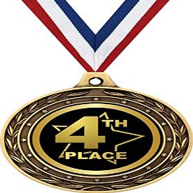 4th Place Gold Duo Medal, 3" Fouth Place Prizes, Kids Fouth Place Trophy Medal Awards 50 Pack Prime