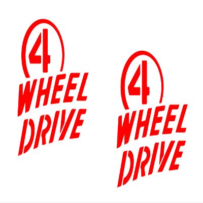 2 Pack - 4 Wheel Drive - Die Cut Vinyl Decal - 5" W X 5.5" H Red HGC1672.02
