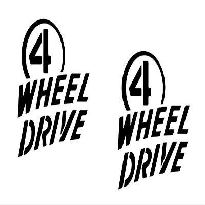2 Pack - 4 Wheel Drive - Die Cut Vinyl Decal - 5" W X 5.5" H Black HGC1672.01
