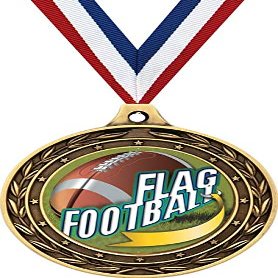 Flag Football Gold Duo Medal, 3" Flag Football Prizes, Kids Flag Football Trophy Medal Awards 100 Pack Prime