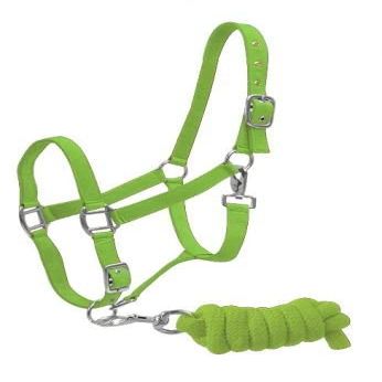 Adjustable Nylon Halter w/ 7' Lead (Lime)