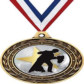 Ballroom Dance Gold Duo Medal, 3" Dancing Prizes, Kids Dancer Trophy Medal Awards 100 Pack Prime