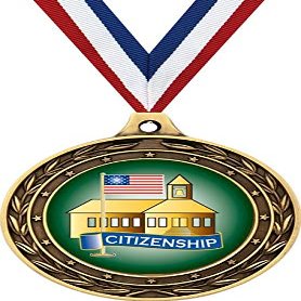 Citizenship Gold Duo Medal, 3" Citizenship Prizes, Citizen Trophy Medal Awards 100 Pack Prime