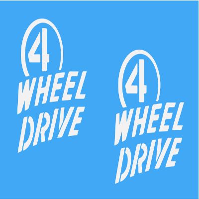 2 Pack - 4 Wheel Drive - Die Cut Vinyl Decal - 5" W X 5.5" H White HGC1672.07