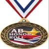 AB Honor Roll Gold Duo Medal, 3" Honor Roll Prizes, Kids AB Honor Roll Trophy Medal Awards 50 Pack Prime view 1