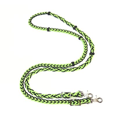 barrel reins with adjustable grip knots neon green