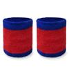 COUVER Tennis Style Premium Quality Athletic Terry Wristband Sweatband, 1 Pair, 4 inch Bright Blue/Red view 1