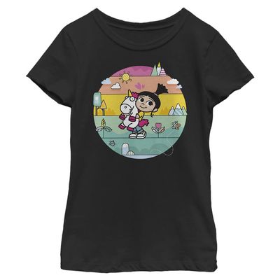 Dispicable Me Girls Minions Fluffy Dream Short Sleeve Tee T Shirt, Black, Medium US