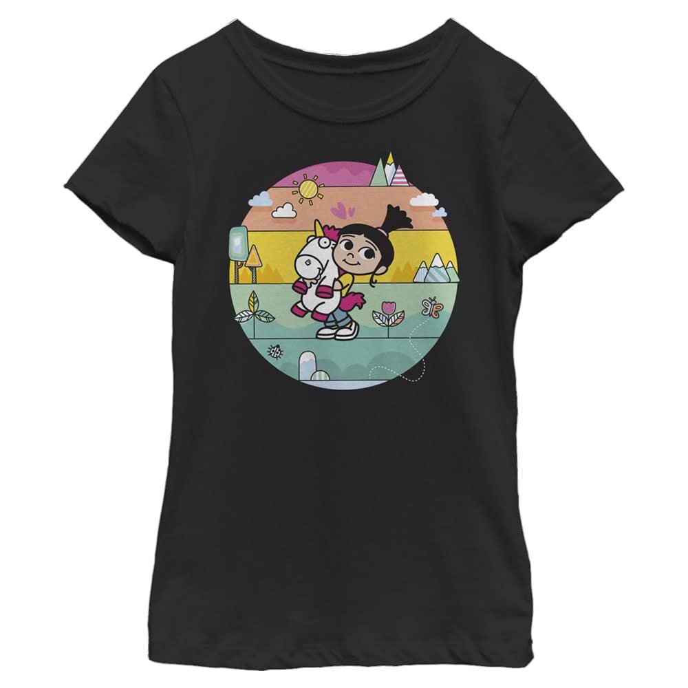 Dispicable Me Girls Minions Fluffy Dream Short Sleeve Tee T Shirt, Black, Medium US