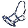 Adjustable 3-Ply Embroidered Diamond Print Nylon Halter (Blue) view 2