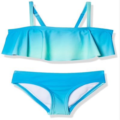 Kanu Surf girls Karlie Flounce Bikini Beach Sport 2 Two Piece Swimsuit, Janie Blue, 12 US