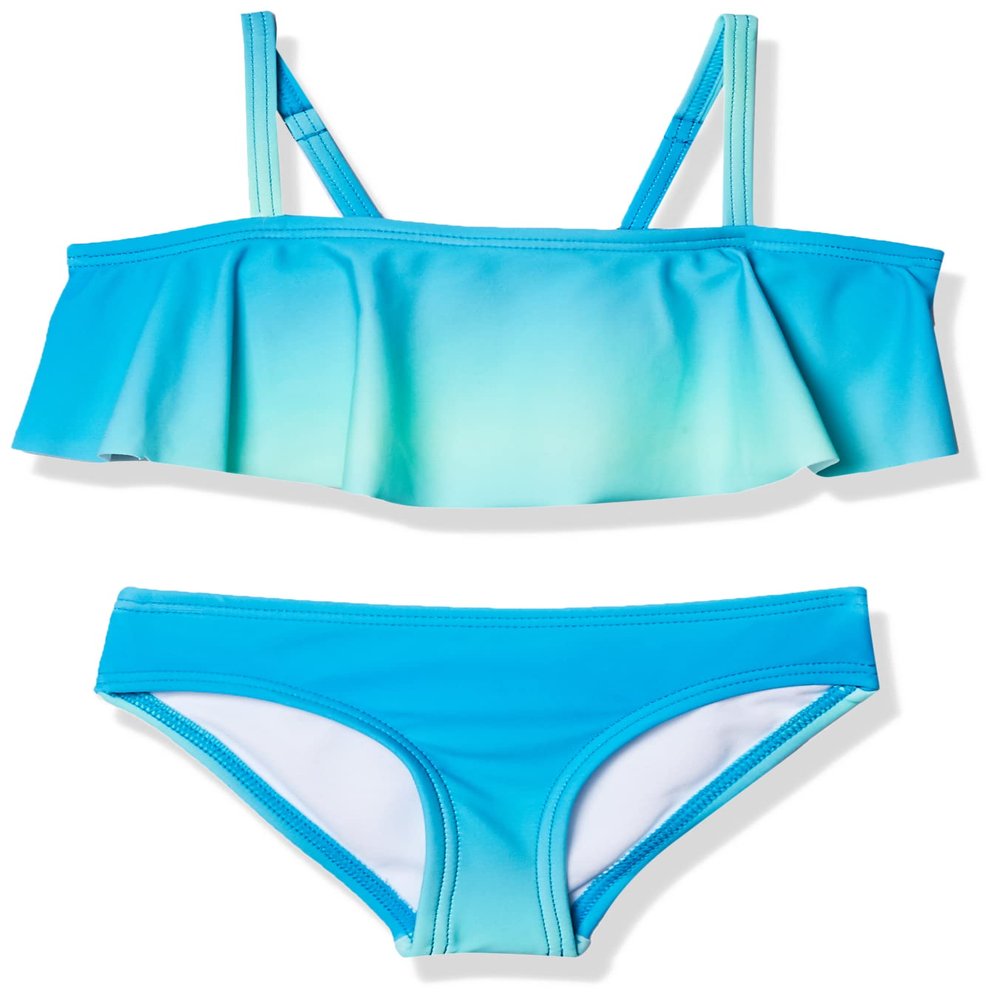 Kanu Surf girls Karlie Flounce Bikini Beach Sport 2 Two Piece Swimsuit, Janie Blue, 12 US