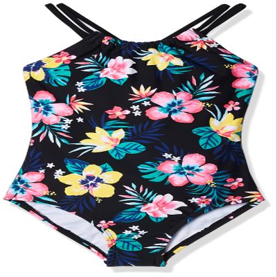 Kanu Surf Girls, Jasmine Beach Sport Halter One Piece Swimsuit, Brooke Black, 2T