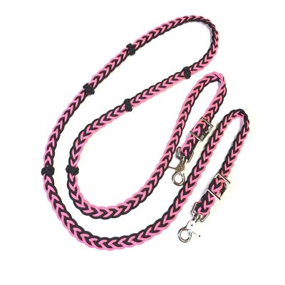barrel reins with adjustable grip knots,hot pink barrel reins