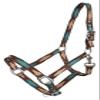 Adjustable 3-Ply Embroidered Diamond Print Nylon Halter (Teal) view 1