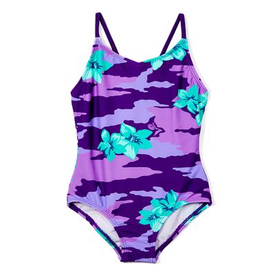 Kanu Surf Girls' Daisy Beach Sport 1-Piece Swimsuit, Rylie Purple, 3T