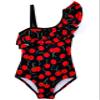 Kanu Surf Girls' Morgan Floral Ruffle 1-Shoulder 1-Piece Swimsuit, Addie Black, 8 view 1