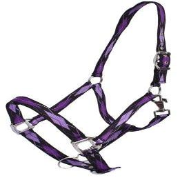 Adjustable 3-Ply Embroidered Diamond Print Nylon Halter (Purple)