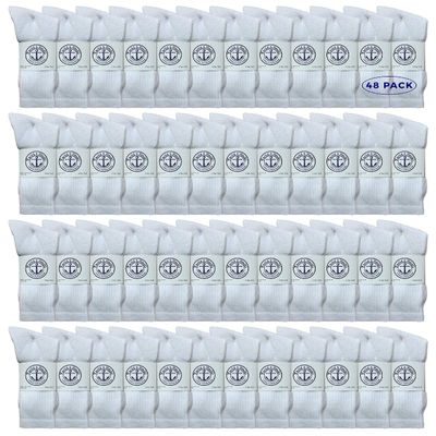 48 Pairs Of Yacht & Smith Mens Wholesale Bulk Cotton Socks, Athletic Sport Socks Shoe Size 8-12 (White)