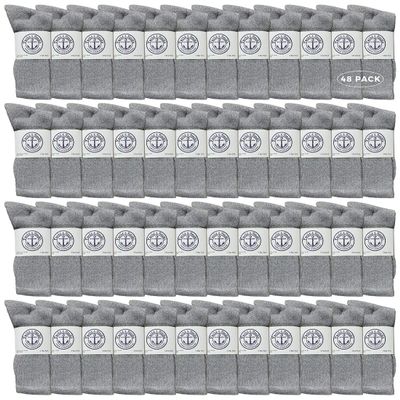 48 Pairs Of Yacht & Smith Mens Wholesale Bulk Cotton Socks, Athletic Sport Socks Shoe Size 8-12 (Gray)