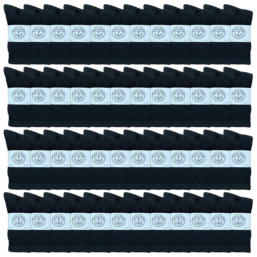 48 Pairs Of Yacht & Smith Mens Wholesale Bulk Cotton Socks, Athletic Sport Socks Shoe Size 8-12 (Black)