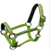 Adjustable Cob Size Neoprene Lined Nylon Halter w/Running Horse Overlay (Lime) view 1