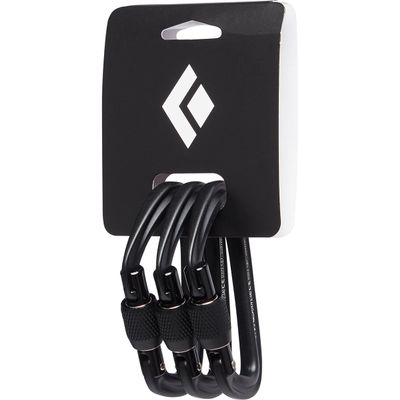 Black Diamond Hotforge Screwgate Locking Carabiner 3 Pack for Rock Climbing, Mountaineering, Camping, Outdoor, Black