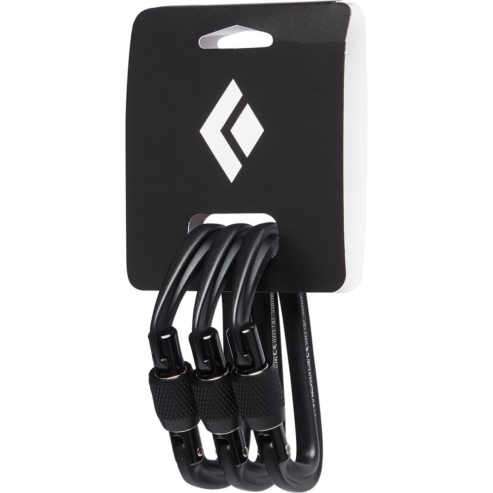Black Diamond Hotforge Screwgate Locking Carabiner 3 Pack for Rock Climbing, Mountaineering, Camping, Outdoor, Black