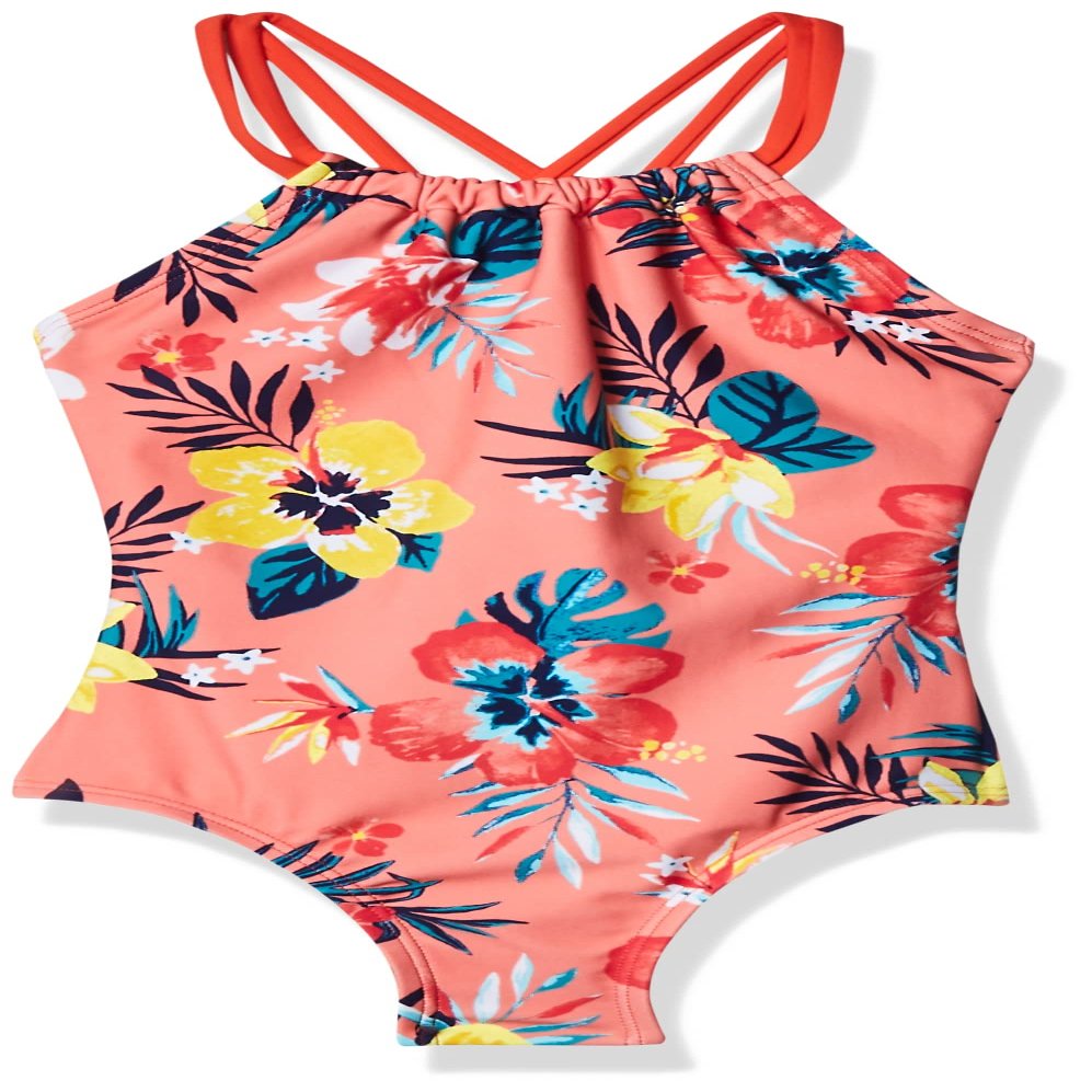 Kanu Surf Girls, Jasmine Beach Sport Halter One Piece Swimsuit, Brooke Coral, 12