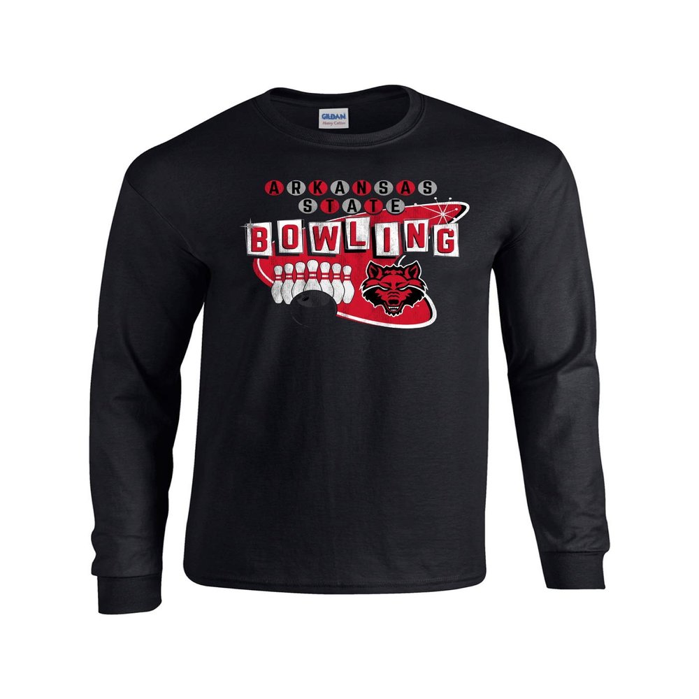 Arkansas State University Red Wolves NCAA Retro Bowling Sign Long Sleeve T-Shirt