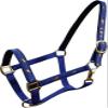 Adjustable Neoprene Lined Nylon Halter w/Running Horse Overlay (Blue) view 1