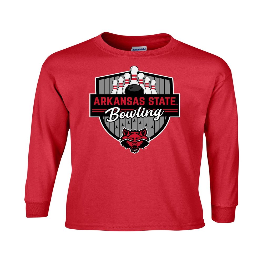 Arkansas State University Red Wolves NCAA Bowling Badge Long Sleeve T-Shirt