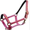 Adjustable Neoprene Lined Nylon Halter w/Running Horse Overlay (Pink) view 1