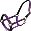 Adjustable Neoprene Lined Nylon Halter w/Running Horse Overlay (Purple) view 1