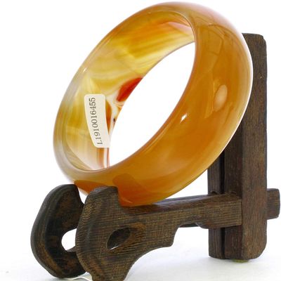 2.3" China Certified Nature Light Red Chalcedony Jade Women's Bangle Bracelets 6455