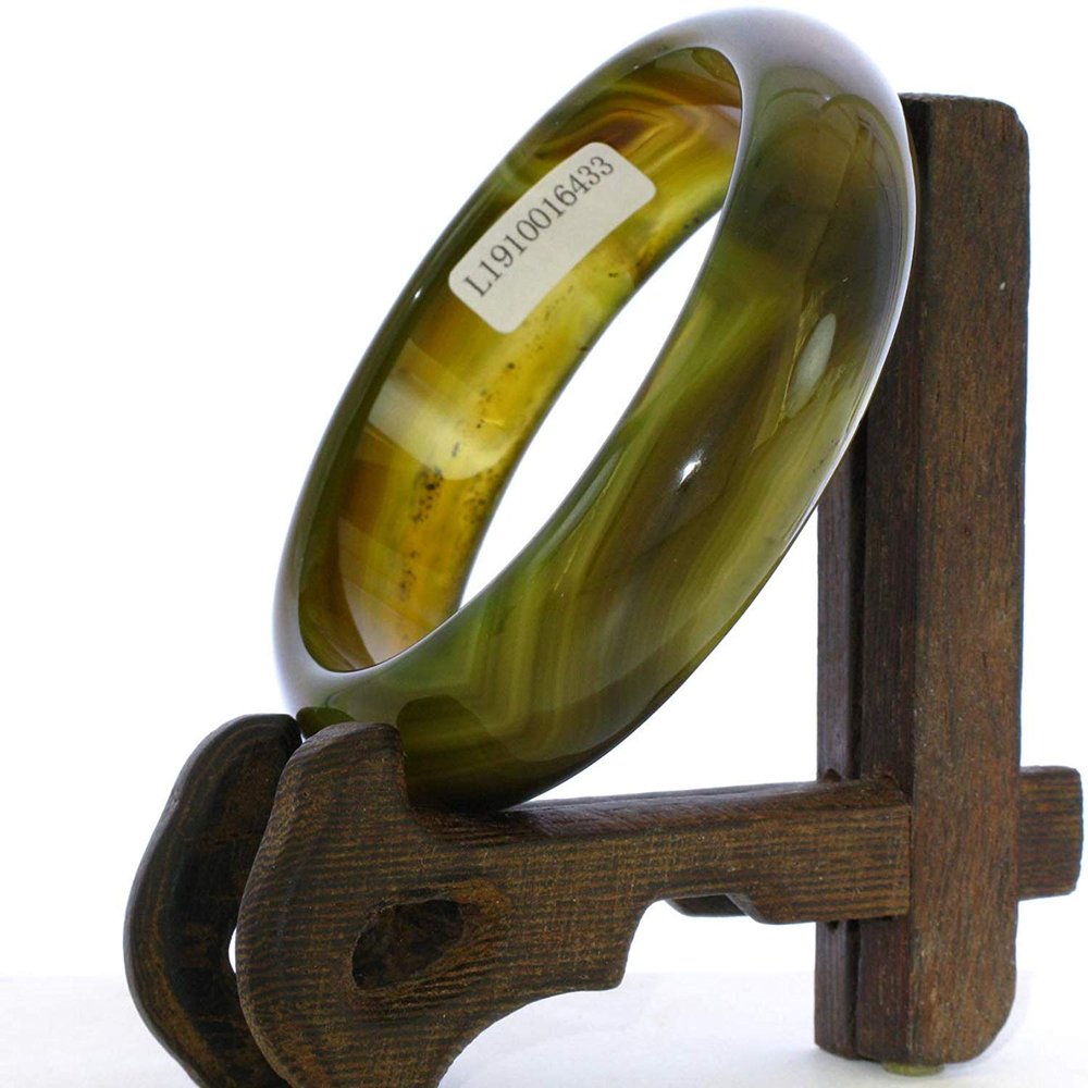 2.3" China Certified Nature Green Chalcedony Jade Women's Bangle Bracelets 6433