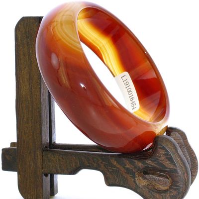 2.2" China Certified Nature Red Chalcedony Jade Women's Bangle Bracelets 6454
