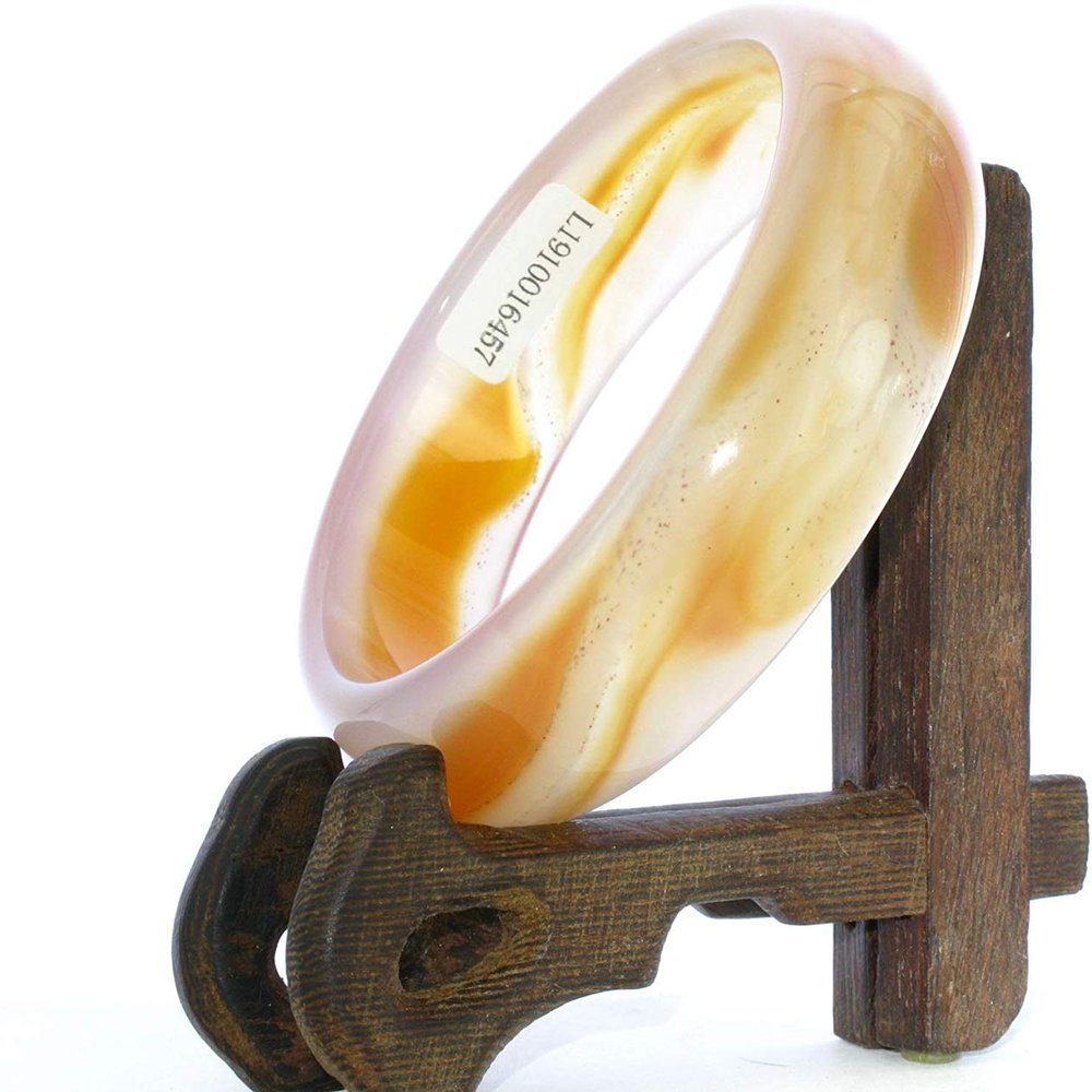 2.6" China Certified Nature Light Yellow Chalcedony Jade Women's Bangle Bracelets 6457