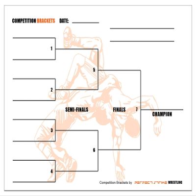 Perfect Strike Wrestling Competition Brackets for Individual or Team tournaments. Sheet Brackets for up to 8 participants. (100)