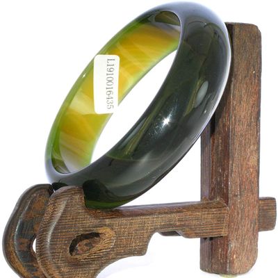 2.3" China Certified Nature Green Chalcedony Jade Women's Bangle Bracelets 6435