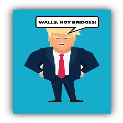 Zirni Walls Not Bridges Donald Trump Sticker Art Decal