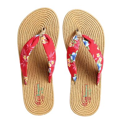 Hawaii Hangover Unisex Flip Flop with Fabric in Hibiscus Red 40 M8