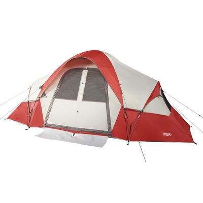 Wenzel Bristlecone 8 Person Modified Dome Tent with Divider, Full Mesh Roof, Gear Storage, Electrical Port & Roll-Back Rainfly  Spacious, Two-Room Camping Shelter