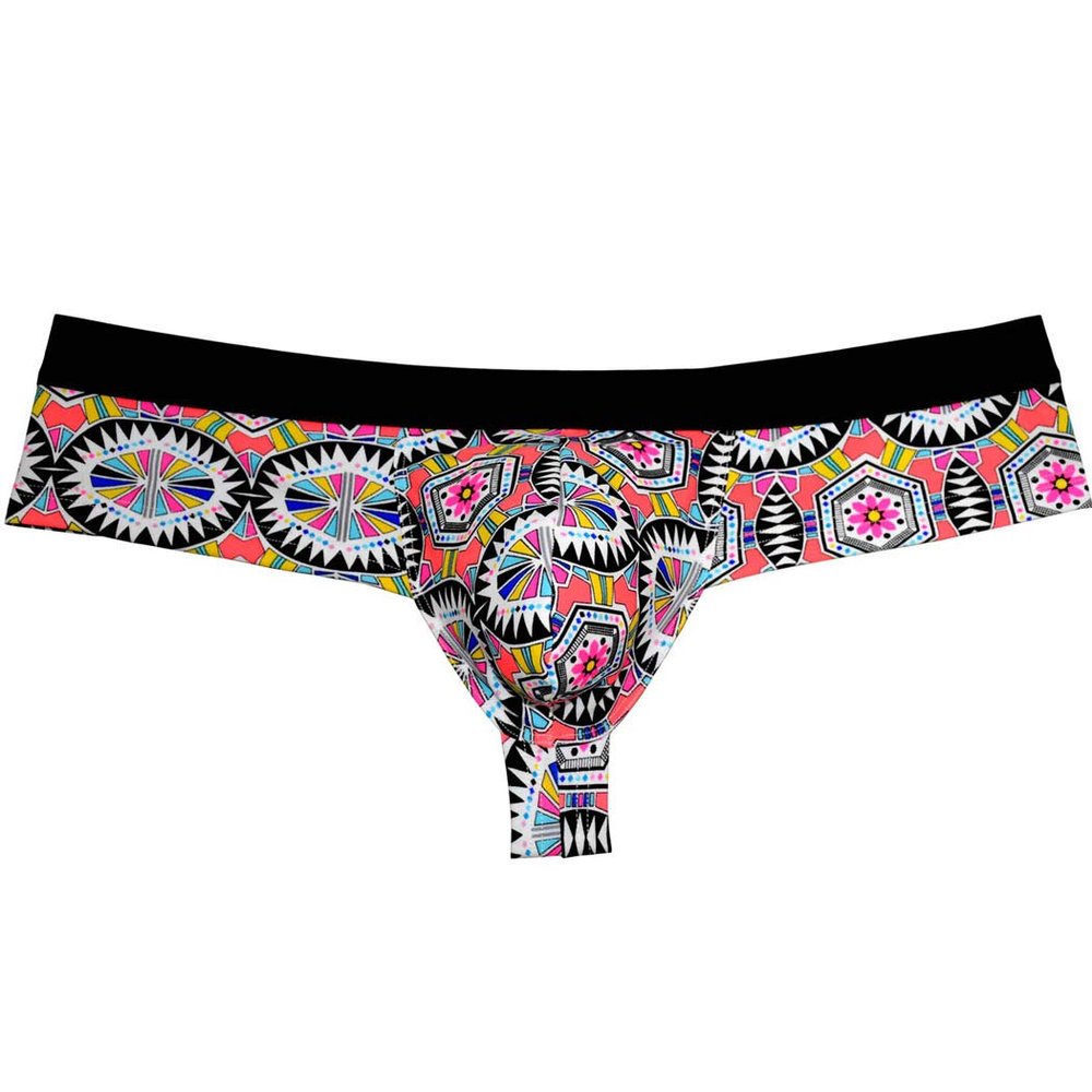OROCOJUCO Men's Brazilain Bikini Boxers Thong Underwear Guys Hipster Swim Tangas 1/3 Back Coverage Trunks Compass XL